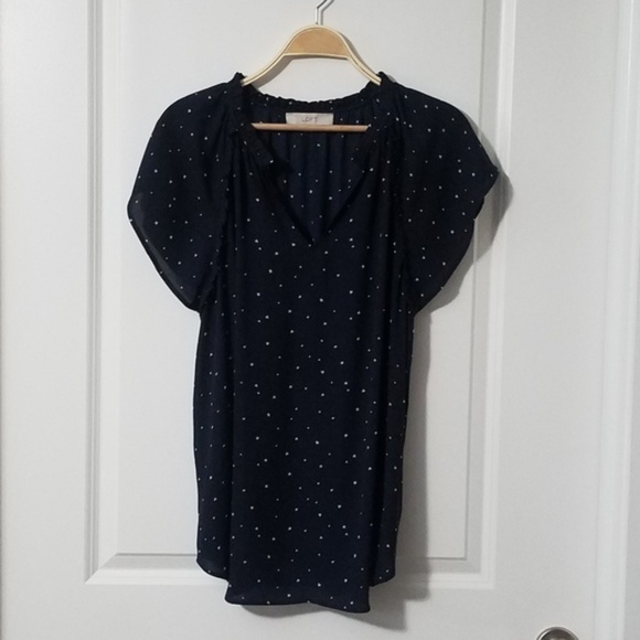 LOFT Tops - Ann Taylor Loft Navy Blue Blouse with Stars
